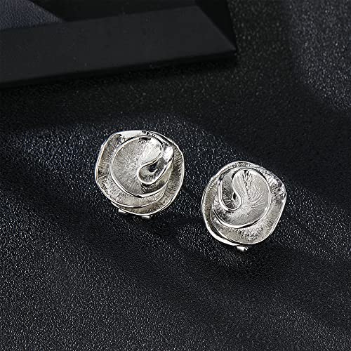 Mytys Two Tone Earrings for Women Gold and Silver Crossover Half Hoop Statement Earring Designer Stud Earrings - color: flower Silver