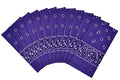 Vamqor 12pcs Bandana for women and men 100% Cotton Custom Fashion Paisley Design Multifunctional Outdoor Square Handkerchief - color: Purple