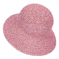 Womens Sun Hat Handmade Crochet Straw Bucket for Summer Foldable Travel Cap - color: Beige & Rose
