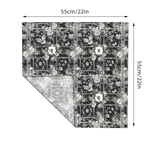 Head Scarf Hair Neck Scarves for Women Fashion Silk Satin Purse Bag Scarfs Handbags Bandana Neckerchief - color: Black White Plant Floral