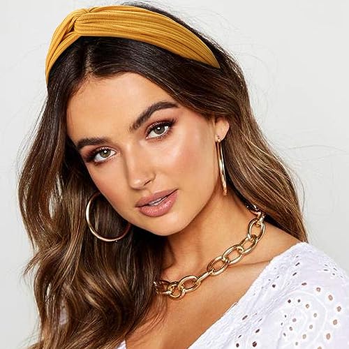 DRESHOW 16 Pack Turban Headbands for Women Elastic Back Twisted Hair Bands Face Vintage Cross Head Wrap Hair Accessories - color: 16 Pack：vintage Criss Cross B