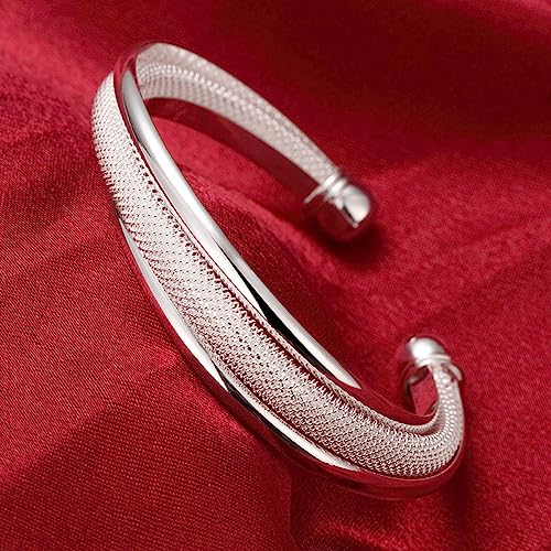 925 Sterling Silver Bracelets Open Adjustable Bangle Bracelet Teardrop Water Drop Cuff Bangles for Women - color: Pattern 4