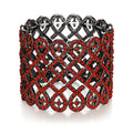 EVER FAITH Art Deco Love Knot Wide Stretch Bridal Bracelet Austrian Crystal - color: Red Black-Tone
