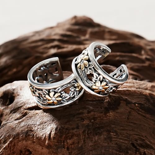 Cuff Earrings 925 Sterling Silver Ear Cuff Earrings Non-Piercing Fake Helix Cartilage Cuff Earrings Various Styles Ear Cuffs Fine Jewelry for Women - color: 5#daisy ear cuff