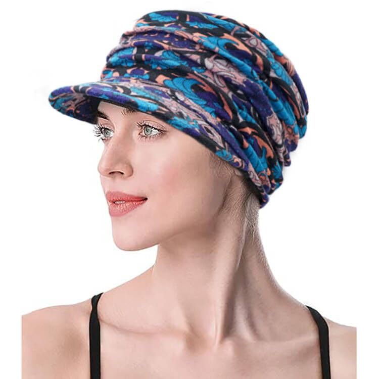 XYIYI Women Cancer Headwear Soft Chemo Beanie Baseball Cap - color: Ethnic Blue