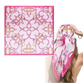 Large Pink Silk Scarf for Women Hair, Satin Square Head Scarf Like Silk - Boho Lightweight Neck Scarves Bandana for Sleeping Handbag Purse Accessories