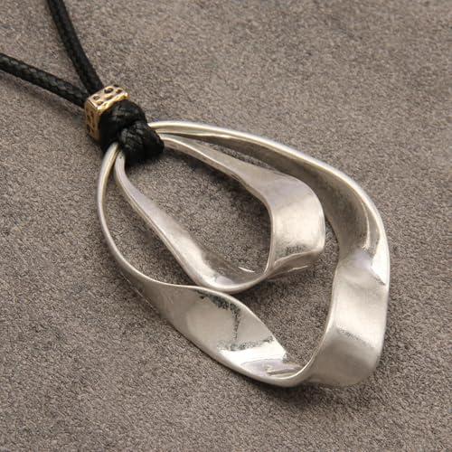 Boho Necklaces for Women Chunky Circle Necklace Layered Boho Circle Leather Choker Necklace Long Vintage Necklaces Bohemian Jewlery Gifts - style: Chunky Circle Necklace
