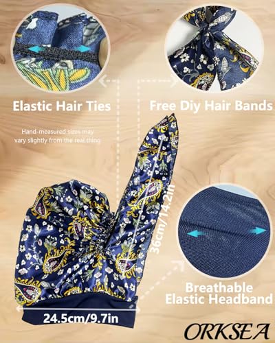 Chemo Headwear for Women Head Scarf Headwraps Silky Soft Turbans for Women Cancer Hats Chemo Beanie Coverings Scarves - color: C Blue Floral Pattern 4