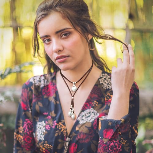 HUASAI Choker Necklace for Women Boho Necklaces Country Concert Outfits for Women Layered Western Choker Necklace Boho Cowgirl Jewelry Accessories Dress - color: D:Layered Boho Choker Necklace