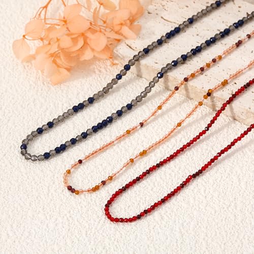 JSJOY Tiny Crystal Beaded Choker Necklaces for Women Colorful Beaded Necklace Dainty Choker Necklaces Simple Boho Jewelry Gifts for Teens Handmade Shining Bead Necklaces Gifts - color: Red