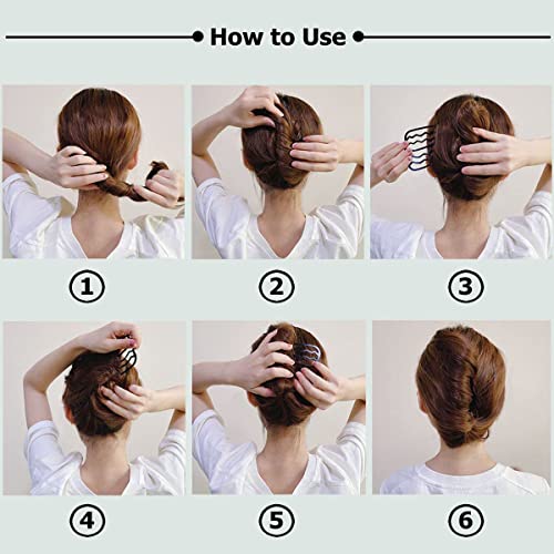 7 Pcs Metal Hair Side Combs Hair Fork Clip Teeth Hair Pin Stick for Updo Bun, U Shape Hair Combs for Vintage Hairstyle Hair Accessories, Thick Hair Combination - color: Thick Hair Series
