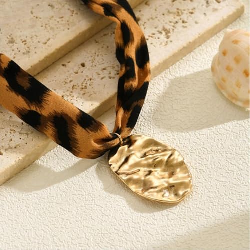 Scarf Necklace with Charm Gold Starfish Chunky Cross Heart Flower Pendants Bandana Charm Necklace Western Scarf for Women Boho Cowgirl Country Cowboy Accessories Beach Vacation Vacation Outfits Jewelry - color: A5-Scarf Necklace With Pendant Charm