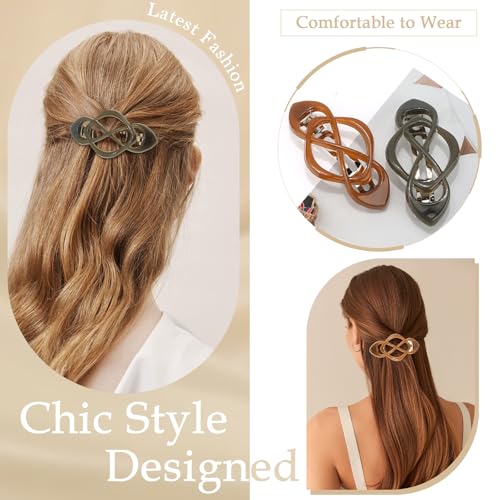 6PCS French Hair Barrettes for Women, Vintage Barrette Hair Clips for Thick Thin Fine Hair Girls - color: Coffee, Green, White, Khaki, Brown, Black