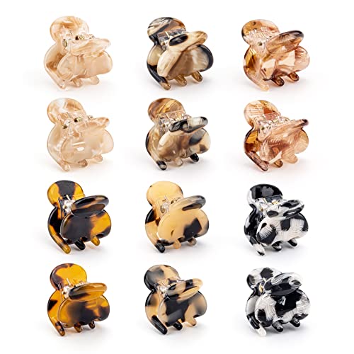 Cobahom 12Pcs 0.79 Inch Small Claw Clips Cute Hair Clips for Women, Mini Hair Clips for Hair Styling, Small Blone Tortoise Hair Clips for Thin Thick Hair, Multicolor - color: Neutral Color