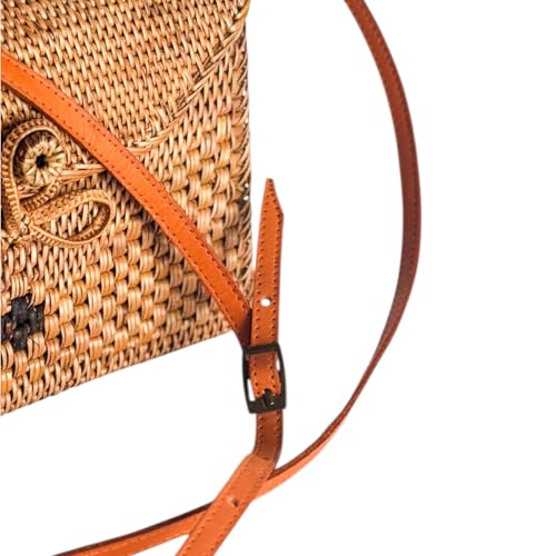 Utama Rattan Bag - Handmade Wicker Woven Purse - Ata, Woven, Straw, Bags - Circle, Square, Oval, Trapezoid Straw Boho Bags - color: Square Bow