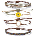 Sunflower Friendship Bracelets Boho Stackable String Bracelets Cute Trendy Gifts for Teen Girls Women - color: Tan