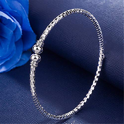 Sterling Silver Bangle Bracelets for Women,Fashion Jewelry Simple Adjustable 925 Silver Cuff Bangles for Women Mom Wife Valentine Mothers Day Gift - color: style-2