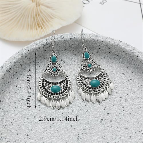 Vintage Boho Statement Drop Dangle Earrings for Women Bohemian Ethnic Handmade Beaded Charms Earring Bohemian Retro Chandelier Tassel Earrings Mexico Gypsy Jewelry Gift - color: Chandelier Earrings Blue