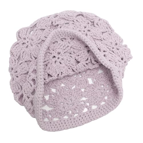 ZLYC Women Cotton Crochet Slouchy Beanie Hat Handmade Knit Summer Skull Cap - color: Crochet Purple
