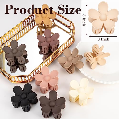 9 PCS Matte Hair Clips Set: Large Non-Slip Metal Claw Clips for Women's Thick & Thin Hair, 9 Styles with Strong Hold in Brown Color - color: A-Natural color