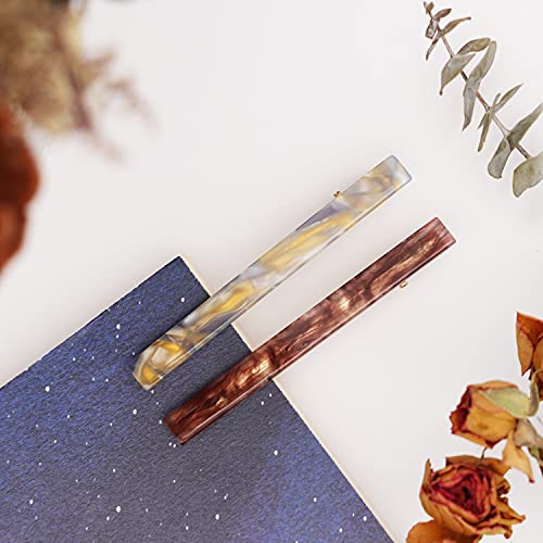 Cobahom 6 Pcs Duckbill Hair Clips Acrylic Resin Hair Clip Metal Duck Teeth Hair Pins Chic Tortoise Shell Hair Barrettes for Thick Hair (3 Coffee Color + 3 Yellow) - color: 3 Coffee Color & 3 Yellow