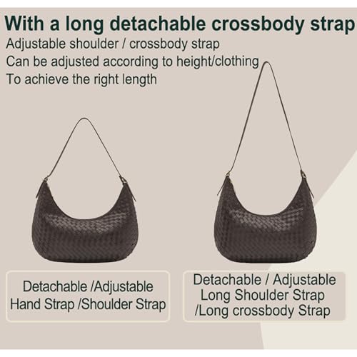 Shoulder Bag Handbag for Women Crossbody Tote Bags Woven Purse Clutch Women's Medium Underarm Hobo With Pocket Large - color: Dark Gray