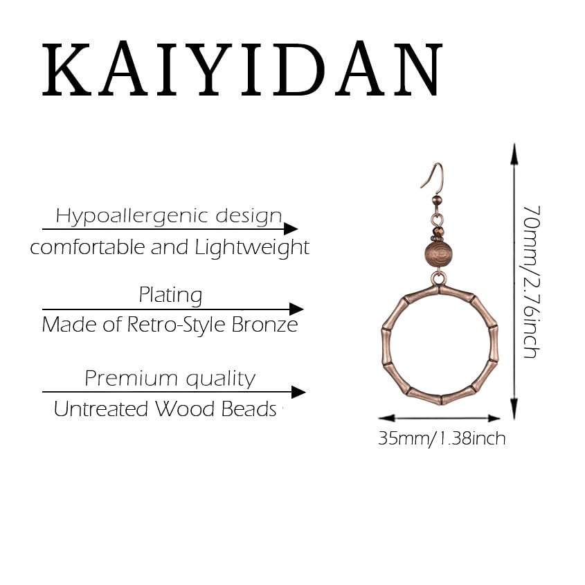 Silver/Gold Boho Dangle Statement Earrings for Women Trendy,Handmade Vintage Dainty Cute Long Drop Summer Earrings,fashion Accessories Jewelry Gifts - color: A74 Antique Bronze Bamboo Hoops Earrings