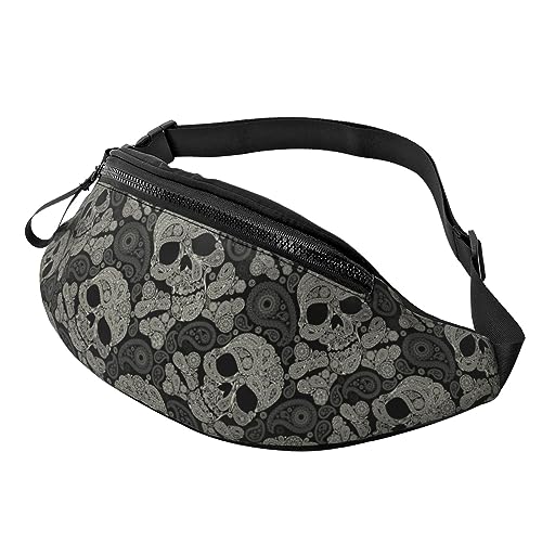 Skull Paisley Halloween Fashion Casual Fanny Pack Waist Bag Men Women Adjustable Belt Waist Bag For Travel Hiking Cycling Running Festival Carnival - color: Black11