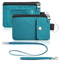 Artpaxy Minimalist Wallet For Mens Womens, Keychain RFID Blocking Zipper Small Wallet with ID Window 2 Lanyards,Water Resistant Travel Cash Card Coin Case Boys Girls - color: Turquoise, style: Casual
