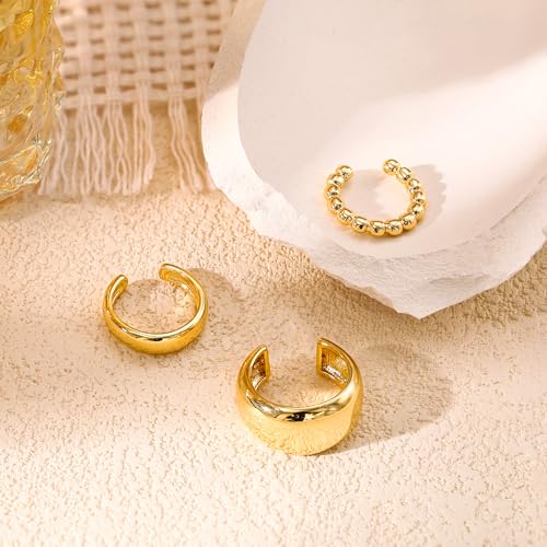 14K Gold/Silver Plated Ear Cuffs Set Dainty Clip Piercing Stack Small Cartilage Hoop Huggie Trendy Tarnish Hypoallergenic Jewelry Gift - style: gold style 2
