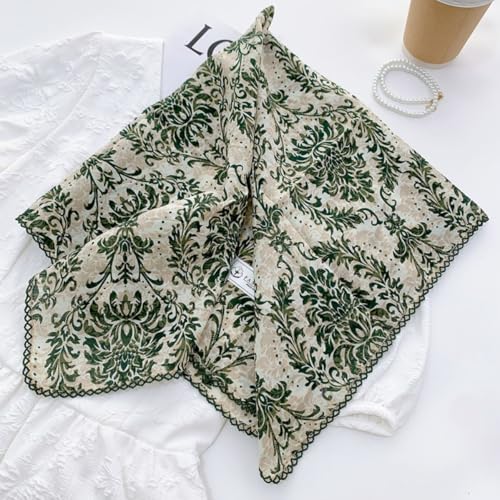 Cotton Bandana,Large Bandanas for Women,Head Coverings for Women,Head Scarf Handkerchief, Square Headband 27" x 27" - color: 27-03-totem-green