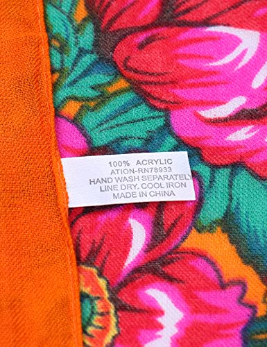 MJ SERECA Acrylic Bandana Printed Hair Scarf Square Ukrainian Head Scarf Floral Babushka Neck Scarf for Women 30"/42"/60" - color: 2 Pack-b 42"