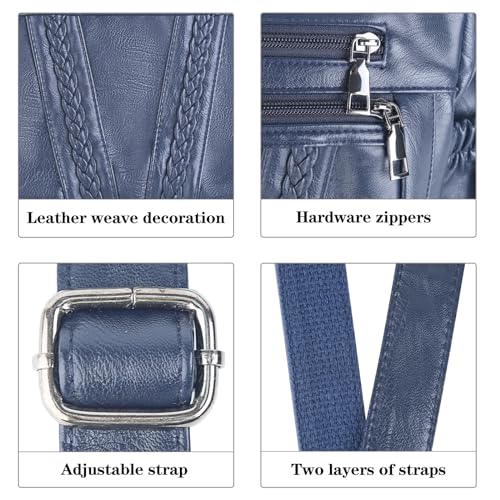 ELDA Crossbody Bags For Women Pocketbooks Soft PU Leather Purses and Handbags Multi Pocket Shoulder Bag - color: Dark Blue