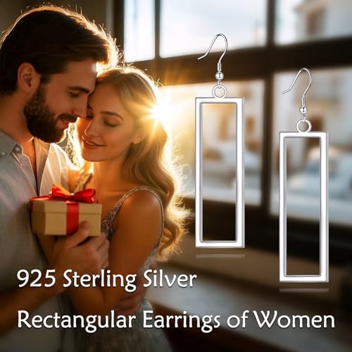 POPLYKE Sterling Silver/Rose Gold/Gold Plated Large Hoop Earrings Circle Dangle Drop Earrings for Women 40 50 60 70 80mm - color: Rectangle, size: 50mm