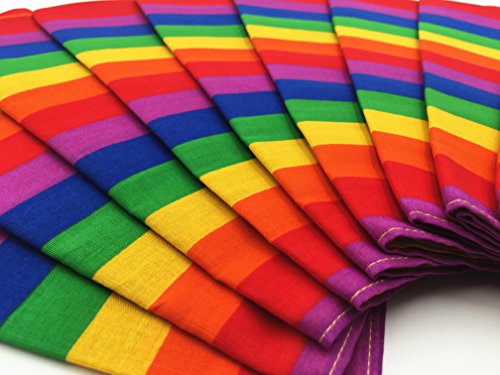 Vamqor 100% Cotton 10 Pack Fine Bandanas - color: Rainbow