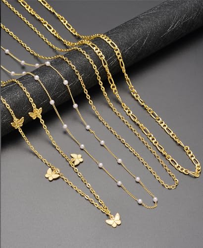 Tornito 8Pcs Waist Belly Chain CZ Heart Pearl Snake Bead Sequin Paperclip Belly Chain Summer Beach Sexy Body Chains Jewelry Accessories for Women Adjustable - style: C:8Pcs(Butterfly)