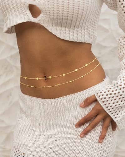 VIROMY Gold Waist Beads Chain for Women Waterproof Belly Chain Body Belt Chain Beach Accessories Body Women's Jewelry - style: Style C-GD