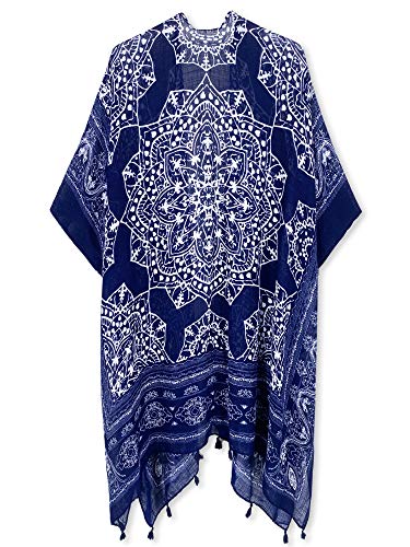 Breezy Lane Kimonos for Women Swimsuit Coverups Beach Cover Up Swimwear Cardigan Summer - color: B Midnight Blue