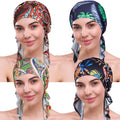 4 Pieces Chemo Headwear for Women, Pre-Tied Head Scarf Cancer Headwear for Hair Loss - color: Multicolor