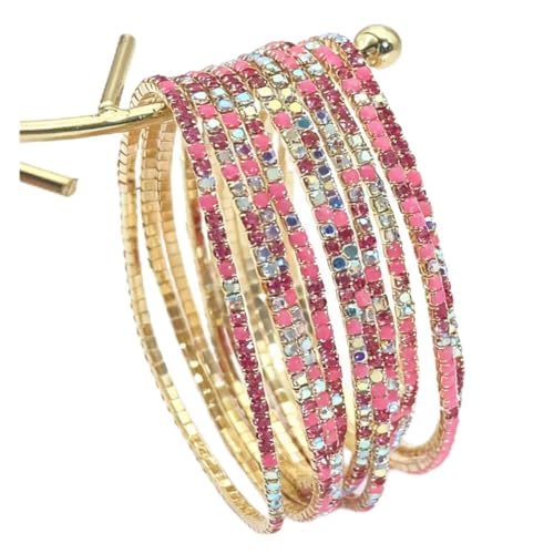 10 Pieces Women's Tennis Bracelet Set 2mm Extra-fine Delicate Rhinestones Adjustable Stackable Stretch Bracelet Wedding Party Jewelry Gifts - color: G-Peach Pink+Deep Pink