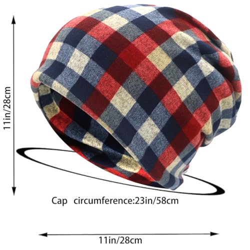 Women's Slouchy Beanie Cap Chemo Headwear Hats Scarf - color: J - Red Black