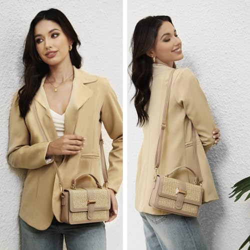 Straw Crossbody Bags for Women Summer Straw Clutch Bag Woven Beach Purse Vacation Handbags | Straw - color: A Khaki
