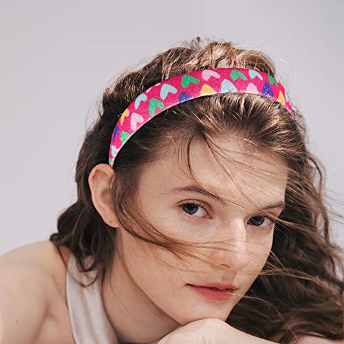 Fishdown Rainbow Headband for Girls，8 pcs Glitter Headbands for Girls, Glitter Heart Headband for Toddler Kids Sequin Headbands for Girl - color: Color-4