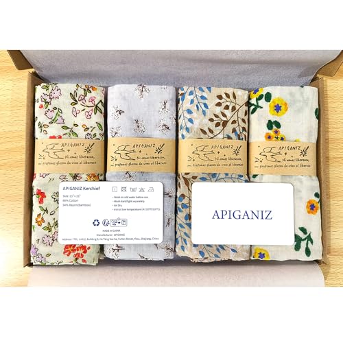 APIGANIZ 4Pcs 21"x21" Cotton Bandanas for Women, Super Soft Textured Fabric, Kerchief, Scarf for Women, Gift for Her - color: Set of 4 - Q02 - Light Neutrals Collection