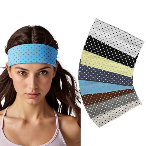 8PCS Classic Polka Dot Fabric Headband, Black and White, Elastic Material, One Size, Comfortable Daily Wear Hair Accessory for Women,