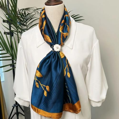 K-Elewon Large Square Scarf 43" Silk Scarf Fashion Scarves Silk Feeling Hair Wrapping Scarfs Night Sleeping Headscarf - color: Vb12