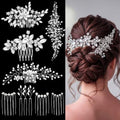 Maitys 44 Pieces Wedding Hair Accessories Faux Pearl Crystal Comb Clips U-shaped Flower Rhinestone Silver Pearl Hair Pieces for Prom Bride Bridesmaid(Elegant Style) - style: Elegant Style