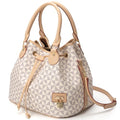 Bucket Purse For Women With Chic West Hobo Style | Drawstring Closure, Shoulder Handbag, Tote Purse, Pockets Design - color: White
