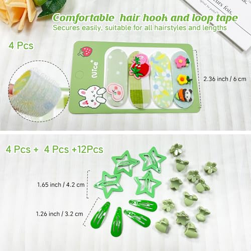 400 Pcs Baby Girls Hair Accessories Set,Baby Girls Hair Ties,Flower Bows Rubber Bands,Hair-friendly Hair Clip,Soft Elastic Hair Bands,Claw Clip(Green) - color: Green
