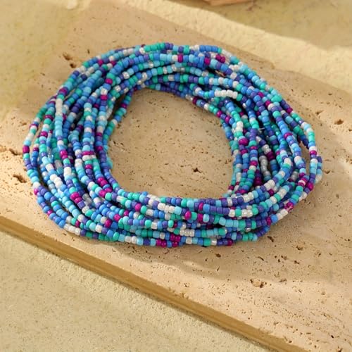 xuzhiyuan 18Pcs Boho Beaded Bracelets Set for Women Bead Stackable Stretch Bracelets, Colorful Handmade Jewelry for Beach, Party - color: Mix Blue